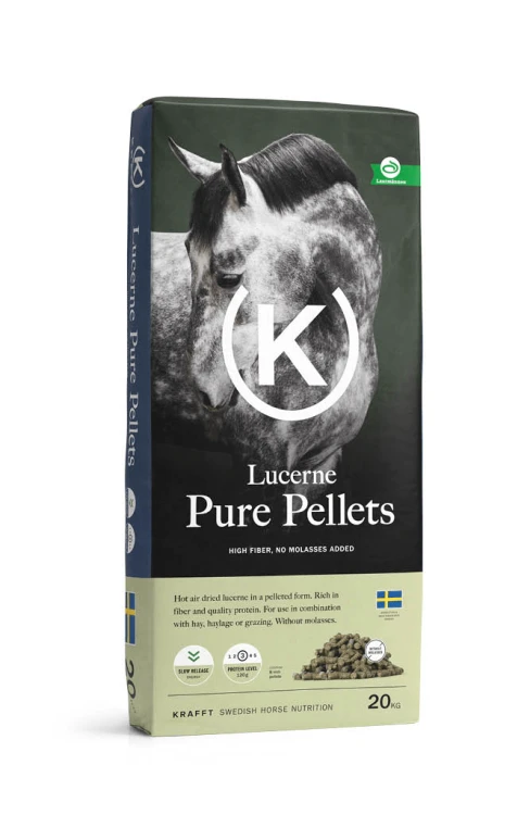 KRAFFT Lucerne Pure Pellets – granulowana lucerna bez melasy dla koni wspierająca trawienie, jelita i rozwój mięśni.png